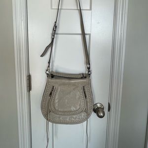 Rebecca Minkoff Vanity Saddle Putty Leather Crossbody Bag